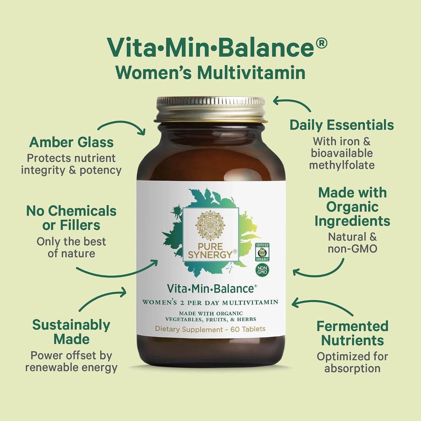 PURE SYNERGY Women’s Multivitamin, Stress, and Energy Essentials Bundle | Whole Food Multi with Adaptogens | Natural Vitamin C Immune and Skin Supplement | Vegan, Non-GMO, and Organic Ingredients