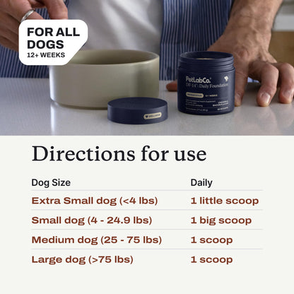 PetLab Co. DF-14 Daily Foundation Supplement for Small Dogs | Gut, Joint, Skin, Immune, Heart and Brain Support, Daily Powder, All Breeds