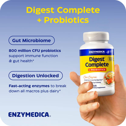 Enzymedica Digest Complete + Probiotics - Digestive Enzyme Supplement for Women & Men, Enzyme and Probiotic Capsules for Digestion, Gut Health Support, Helps Gas & Bloating, Vegetarian - 90 Caps