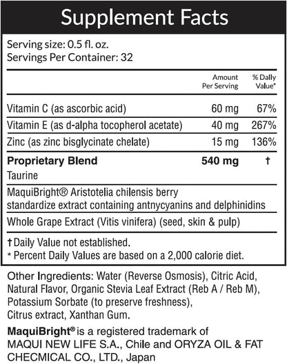 Passion 4 Health Liquid Eye Vitamins - Natural Vision & Adult Eye Care Supplement - Premium Support with Maqui Berry Extract, Gluten-Free, Non-GMO, No Sugar - 30-Day Supply, Made in USA
