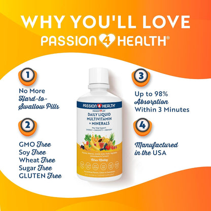 Passion 4 Life Liquid Multivitamin Plus Organic Liquid D3K2 Omega 3