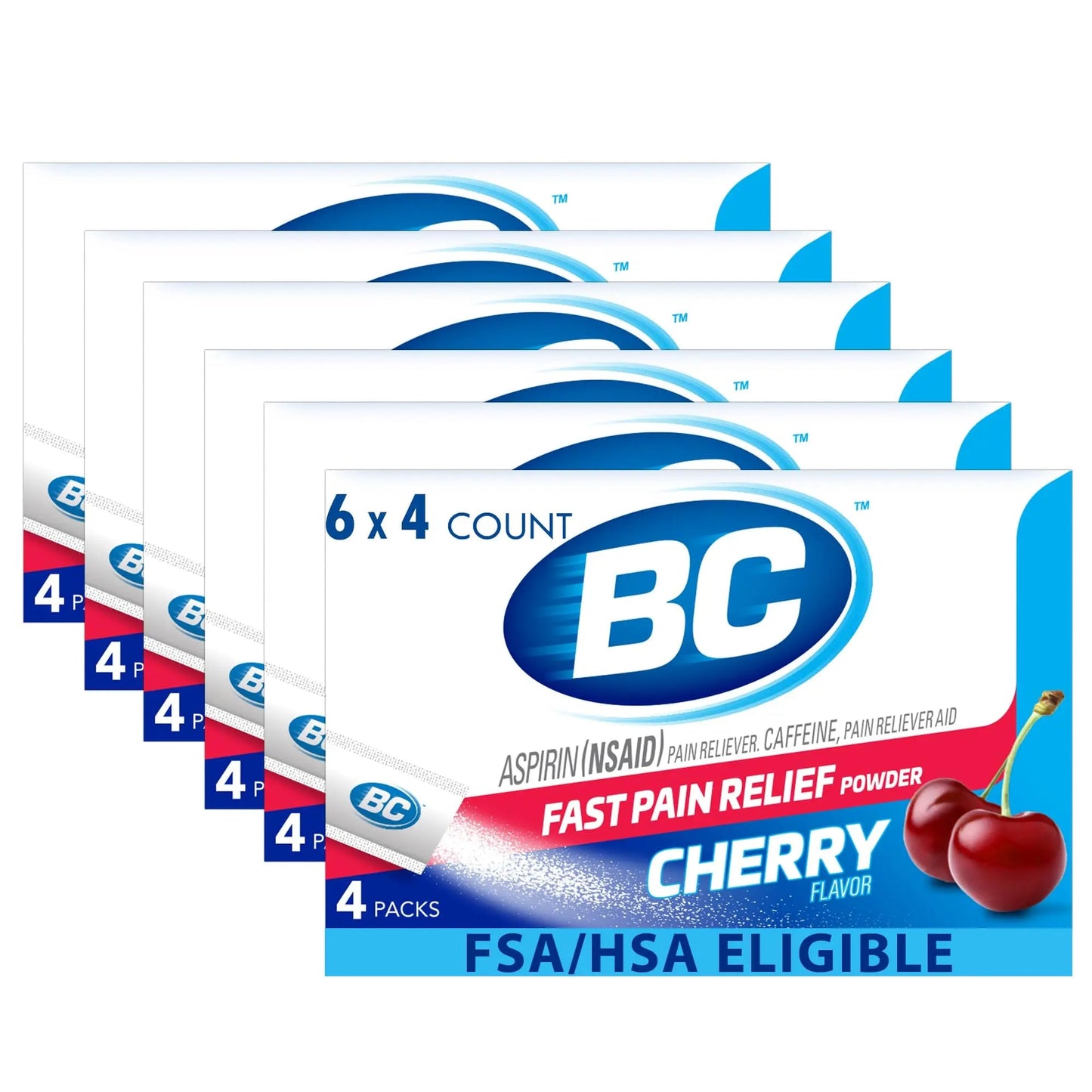 BC Headache Relief Powder, Dual-Action Formula with Aspirin & Caffeine Eases Aches & Pains, Cherry Flavor, 4 Count, Pack of 6 BCBuy Supplements Australia