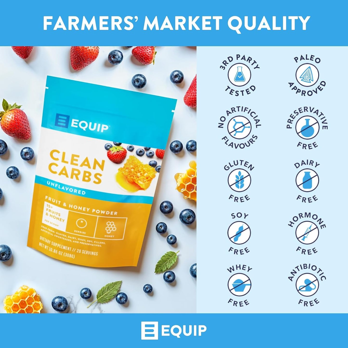 Equip Foods Clean Carbs - Sweet Potato Powder - Plant Based Pre Workout Carb Powder, Made from Dried Sweet Potatoes Vanilla Flavor - 1.7 Pounds