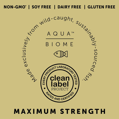 Aqua Biome by Enzymedica Omega 3 Fish Oil Maximum Strength - 120 Softgels | Fish Oil Omega 3 Fatty Acid Supplement for Women & Men, Source of DPA, EPA, & DHA, Heart & Brain Health Support, Gluten Free