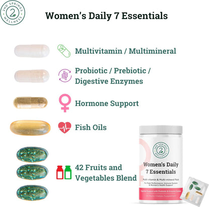 Women's Daily 7 Essentials, Vitamin D3 + K2 Chewables & Adaptogen Complex Bundle
