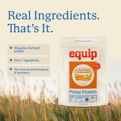 Equip Prime Chocolate Protein Powder - Gut-Friendly, No Sugar Protein Shake Powder with Grass-Fed Beef & Natural Collagen - Rich & Creamy Mix - 21g Per Serving - Whey & Dairy-Free (30 Scoops)