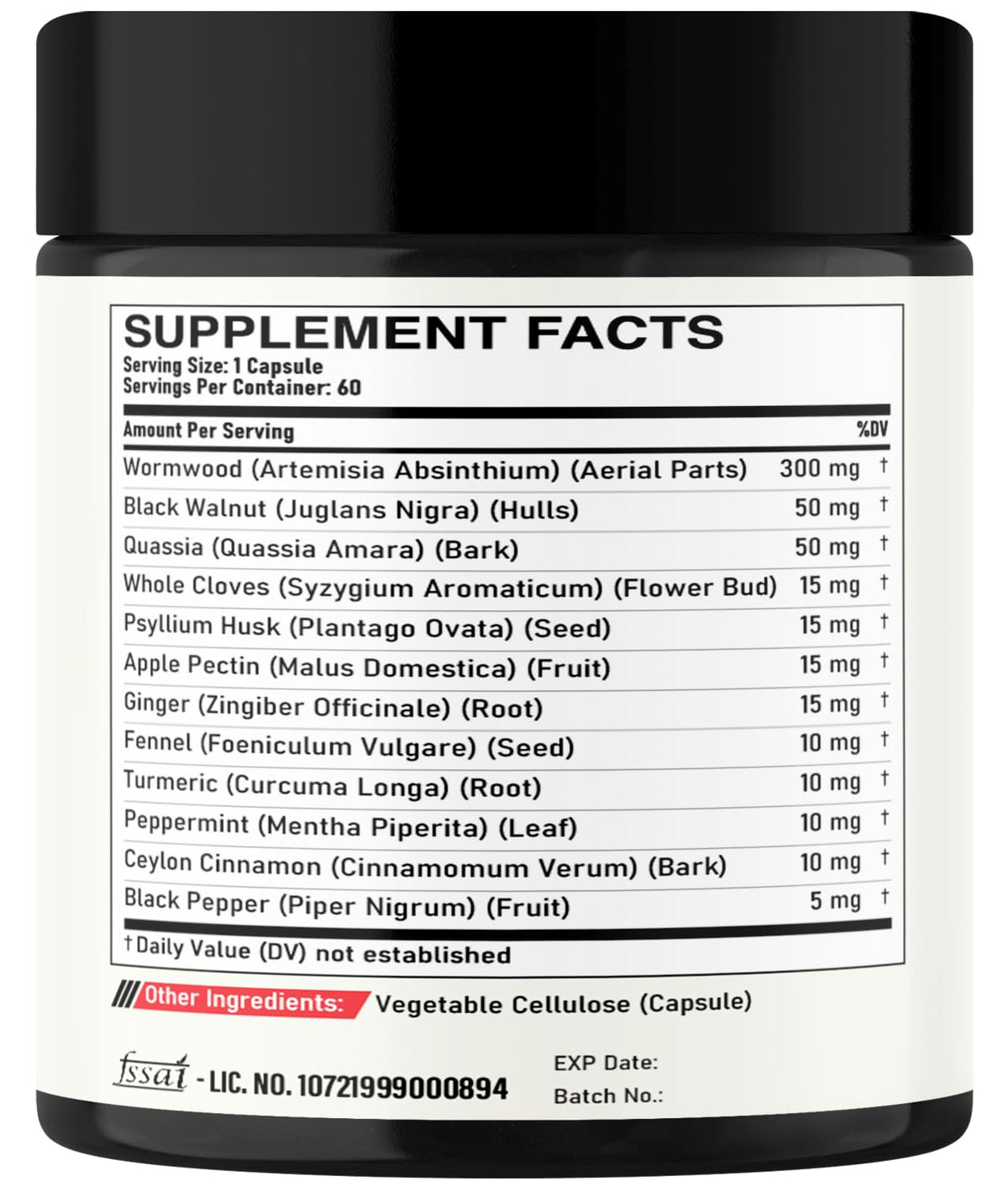 DEDICAD 12in1 Wormwood Capsules Black Walnut Cloves, Ginger, Turmeric Curcumin & Black Pepper - Immune System - 60 Capsules DEDICAD buy supplements Au