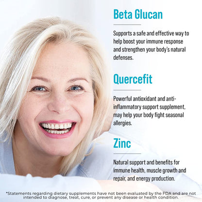 Juvenon AgeRenew Beta Glucan Anti Aging Immunity Support Supplement, Beta Glucan with Zinc Quercetin for Immune Defense Boost Juvenon buy supplements Au