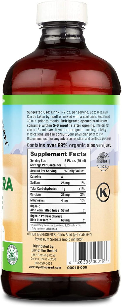 Lily of the Desert Organic Aloe Vera Juice – Inner Fillet, 16 fl oz