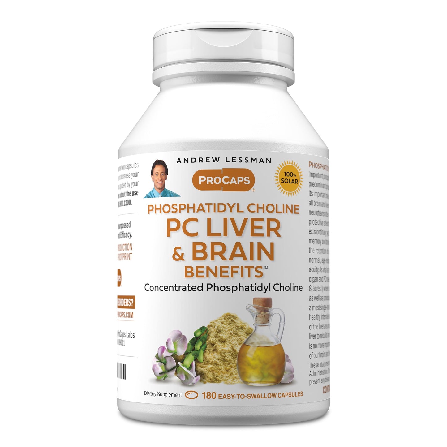 Andrew Lessman ProCaps PC Liver & Brain Benefits 360 Softgels | Phosphatidyl Choline with Ahiflower Oil supports acetylcholine production, memory, focus & healthy liver function.