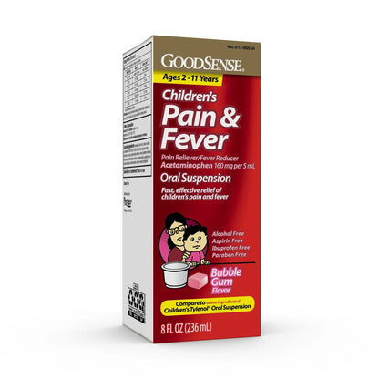 GoodSense Children's Pain and Fever Oral Suspension Liquid, Acetaminophen 160 mg per 5 mL, Bubble Gum Flavor GoodSenseBuy Supplements Australia