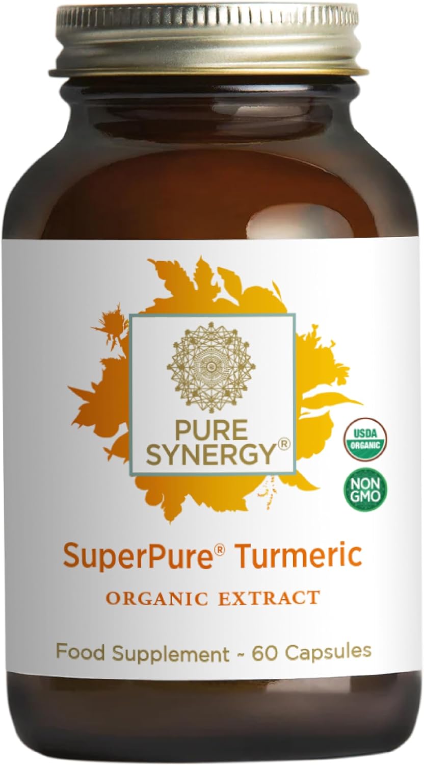 Pure Synergy SuperPure Turmeric Extract | Organic Curcumin Supplement | 500 mg Turmeric Extract Capsules | Potent Support for Immune and Joint Health (60 Capsules)