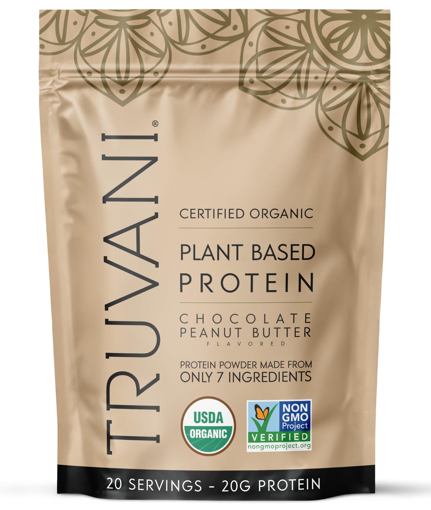 Truvani Organic Plant Based Protein Powder | Vanilla | 18 Servings | Vegan | 20g Pea Protein | Keto | Gluten & Dairy Free | Low Carb | No Added Sugar