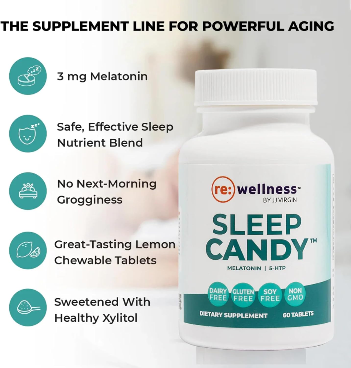 Reignite Wellness by JJ Virgin Evening Essentials Bundle | Sleep Candy, 60 Tablets + Magnesium Body Calm, 120 Capsules