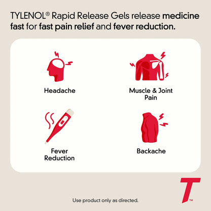 Tylenol Extra Strength Acetaminophen Rapid Release Gels, Fast, Strong Pain Relief, Fever Reducer, 500 mg Gelcaps with Laser‑Drilled Holes for Fast Release, OTC Medicine, 100 Count TylenolBuy Supplements Australia