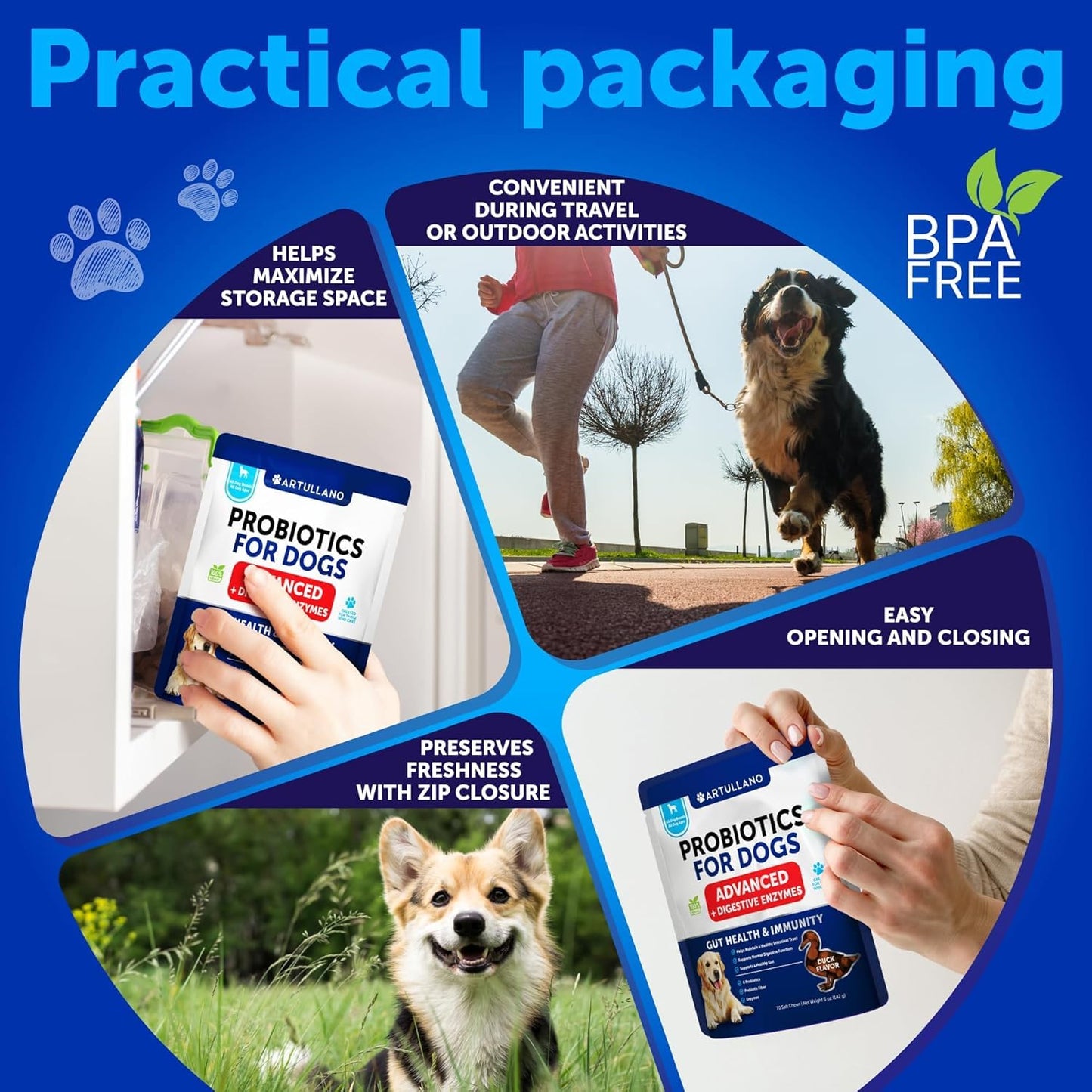 Probiotics for Dogs - Support Gut Health, Itchy Skin, Allergies, Immunity, Yeast Balance - Dog Probiotics and Digestive Enzymes with Prebiotics - Reduce Diarrhea, Gas - 120 Probiotic Chews for Dogs