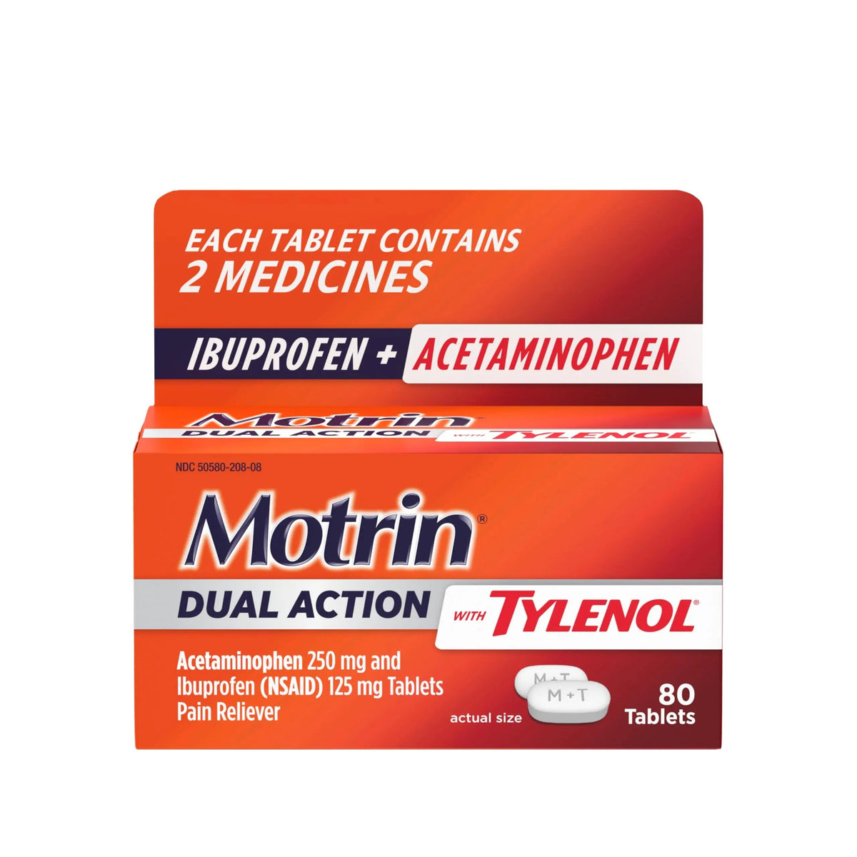Motrin Dual Action with Tylenol, Fast-Acting Dual Action Pain Reliever with Ibuprofen & Acetaminophen for Minor Aches & Pains, Ibuprofen (NSAID) 125 mg & Acetaminophen 250 mg, 80 ct MotrinBuy Supplements Australia