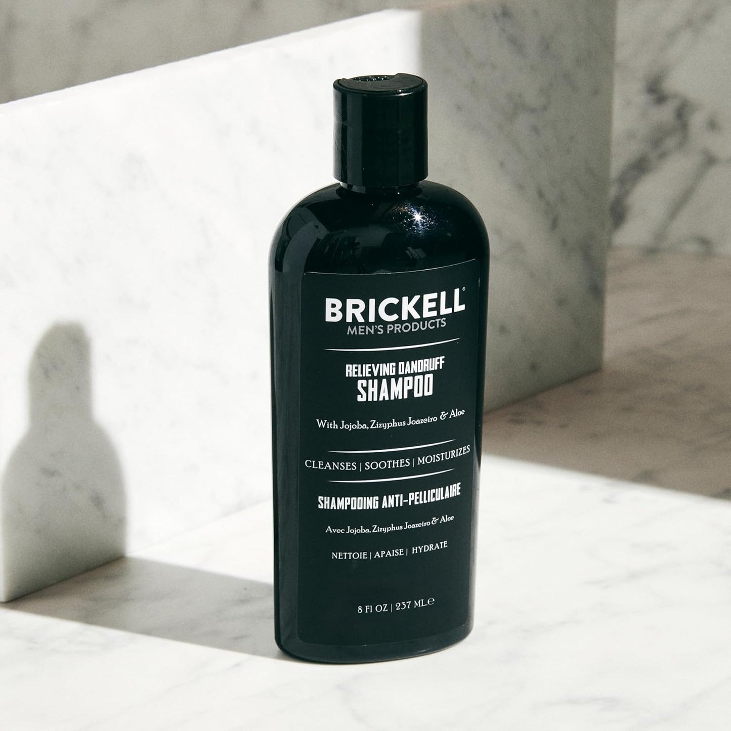 Brickell Men's Relieving Dandruff Shampoo For Men, Soothes and Eliminates Dandruff With Salicylic Acid, Ziziphus Joazeiro, and Aloe, 8oz, Scented