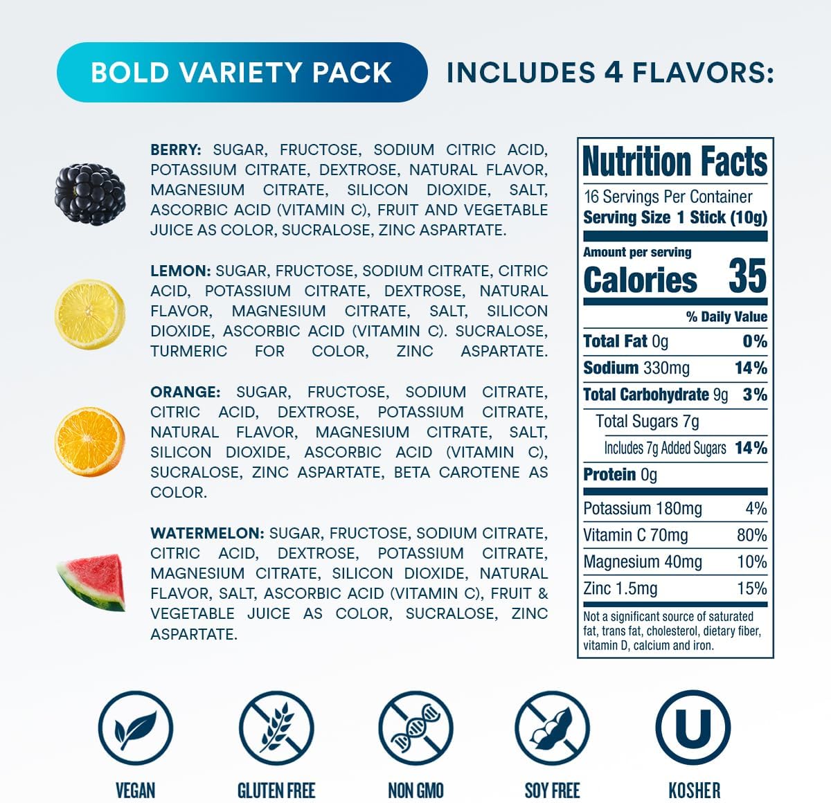 DripDrop Hydration Bold Tropical Variety Bundle Electrolyte Packets, 32 Ct | Watermelon, Berry, Lemon, Orange, Mango, Açaí, Passion Fruit & Piña Colada; Single Serve Powder Drink Mix; 3X Electrolytes