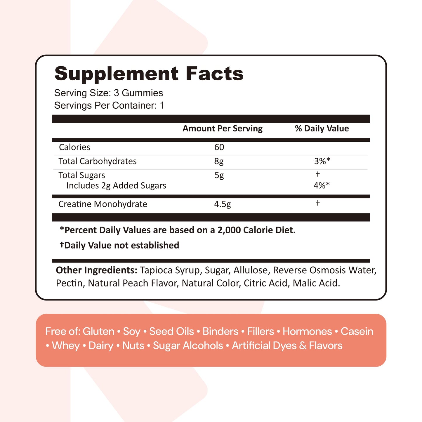 Create Creatine Monohydrate Gummies for Men & Women, Boost Focus, Strength, and Endurance, Anti-Melting Formula, Vegan, Gluten-Free, Non-GMO, 1.5g of Creatine per Gummy (Sour Peach) Create buy supplements Au