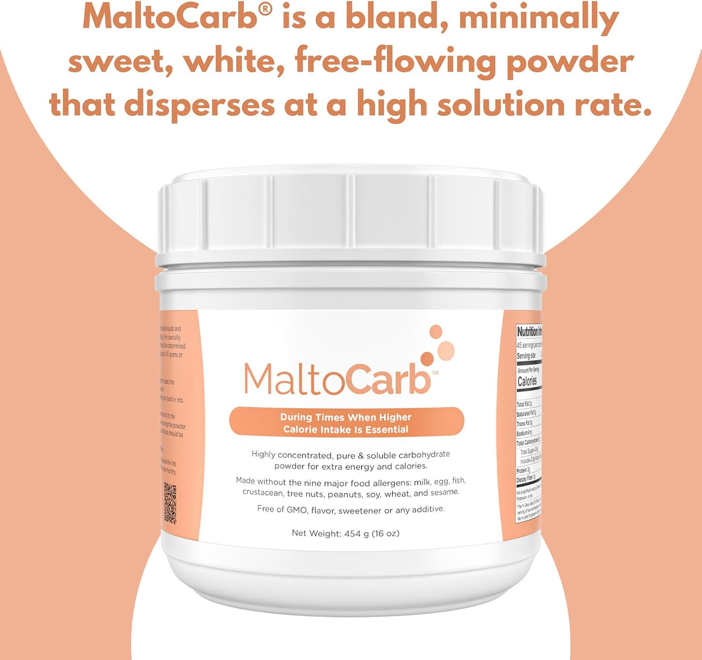 MaltoCarb Maltodextrin Powder, 454g | Carbohydrate Powder, Sustained Energy, Fast-Absorbing, Gluten-Free, Plant-Based