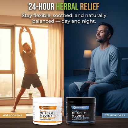 PHYTEWELL Muscle & Joint Rub Balm - Day & Night Pain Relief for Back, Knee, & Shoulder - Crafted with Arnica, Clove & Black Pepper to Support Recovery & Relaxation – Premium Non-Greasy Texture PHYTEWELLBuy Supplements Australia