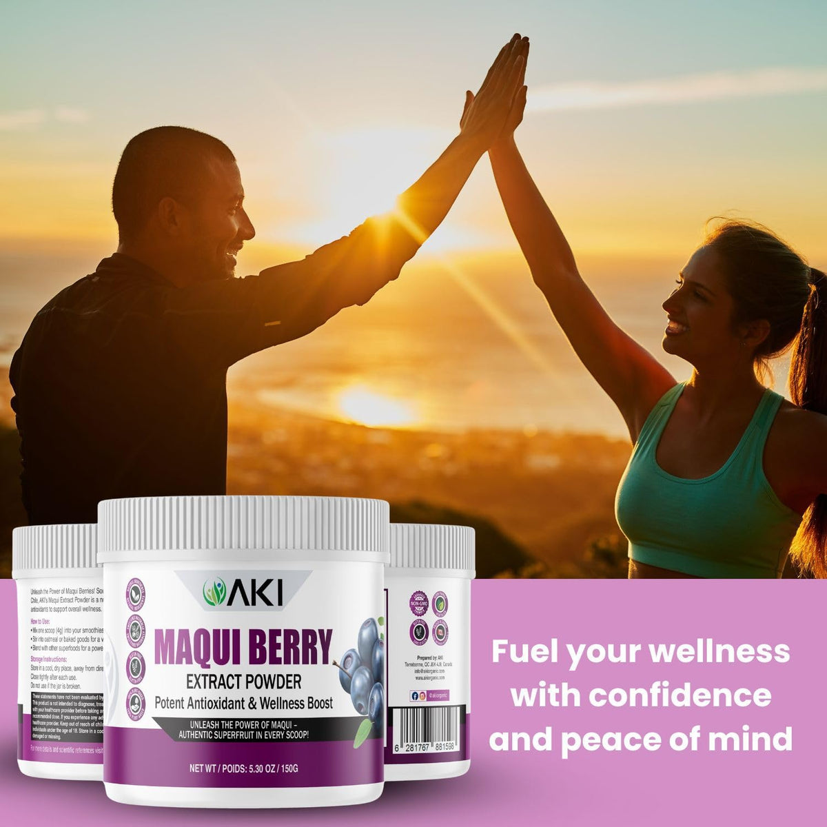 AKI Maqui Berry Extract Powder – Wild Harvested from Patagonia, High in Anthocyanins & Polyphenols, Freeze-Dried Superfruit for Smoothies, Non-GMO, Vegan, 150g/ 5.3 oz AKI ORGANIC buy supplements Au