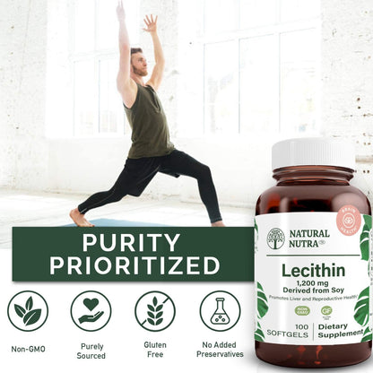 Natural Nutra Soy Lecithin 1200mg Supplement, 100 Soy Lecithin Softgels | Brain & Liver Support, Memory Support, Soy Lecithin Breastfeeding Formula