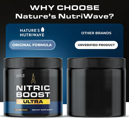 Nitric Boost Ultra Powder – GMP-Certified – 30 Servings, 3 Month Supply | Botanical powder, non-habit forming | Non-GMO, GMP-Certified, Made in USA | Mixes into water, daily scoop