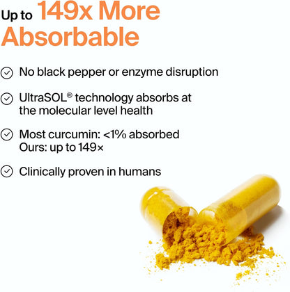 Curcumin - Turmeric Supplement Capsules - 60 Count | Anti-Inflammatory Ache Support, Bioavailable & Third-Party Tested, Seasonal Allergy & Response Aid, 149x Higher Absorption
