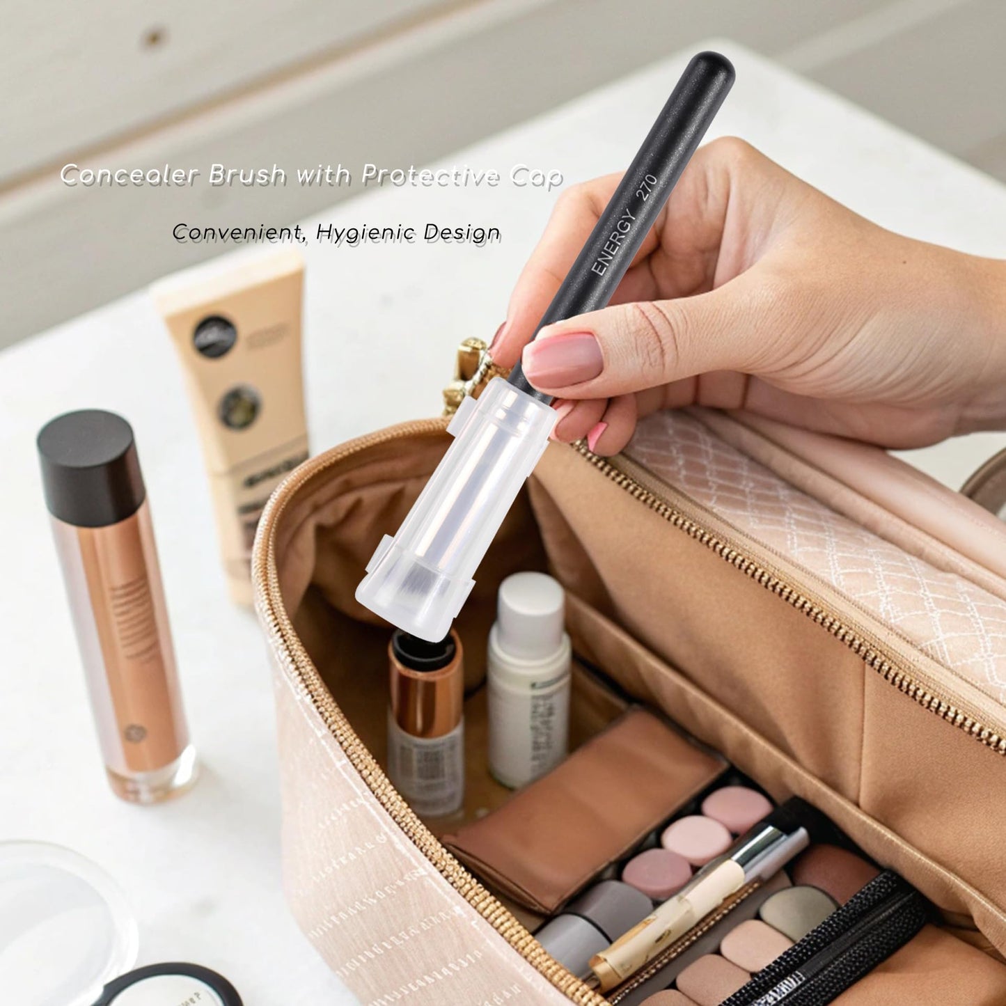 ENERGY Concealer Brush Under Eye Mini Angled Flat Top Kabuki Nose Contour Brush for Concealing Blending Setting Buffing with Powder Liquid Cream Cosmetic Pro Small Makeup Foundation brushes 270 ENERGYBuy Supplements Australia