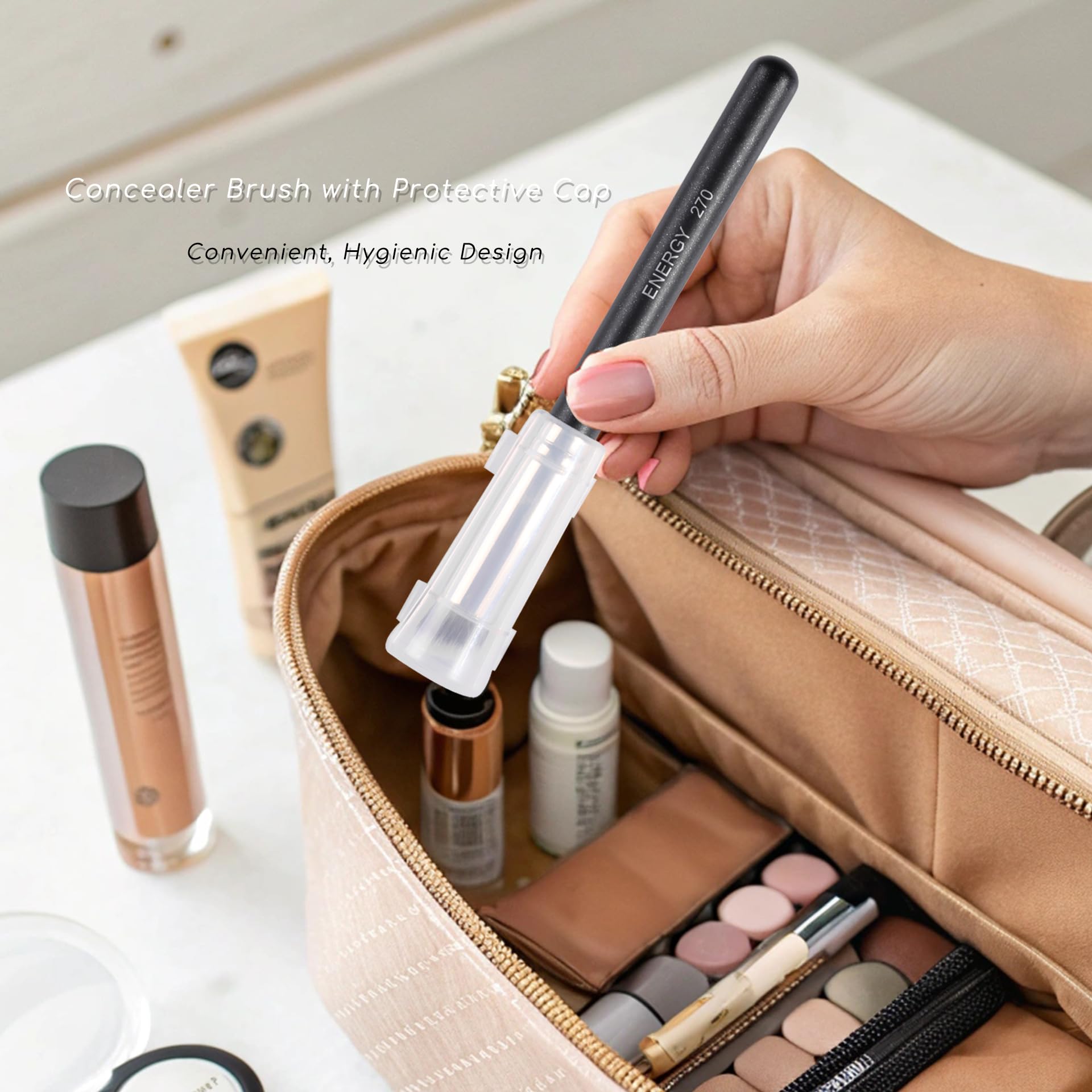ENERGY Concealer Brush Under Eye Mini Angled Flat Top Kabuki Nose Contour Brush for Concealing Blending Setting Buffing with Powder Liquid Cream Cosmetic Pro Small Makeup Foundation brushes 270 ENERGYBuy Supplements Australia