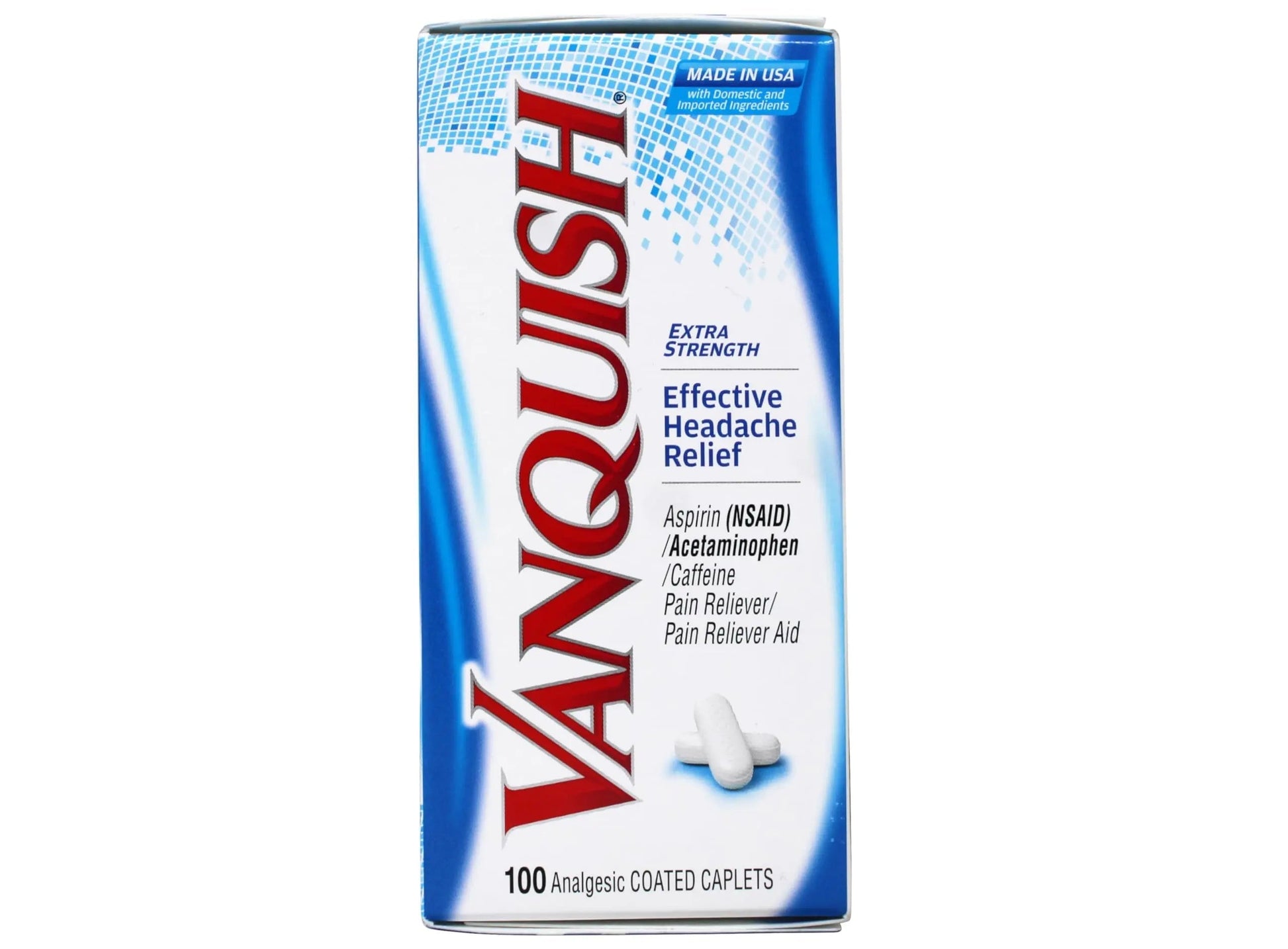 Vanquish Effective Headache Relief – Aspirin (NSAID), Acetaminophen, Caffeine, 100 Analgesic Coated Caplets - 3 Pack VanquishBuy Supplements Australia