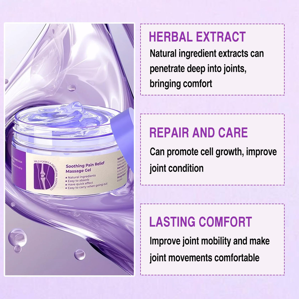 2 PCS Joint Gel Purple Gel，Soothing Pain Relief Massage Cream，Full-Body Joint Effective Soothes for Knees, Lumbar, Hands, Neck and Shoulders PERVALABuy Supplements Australia