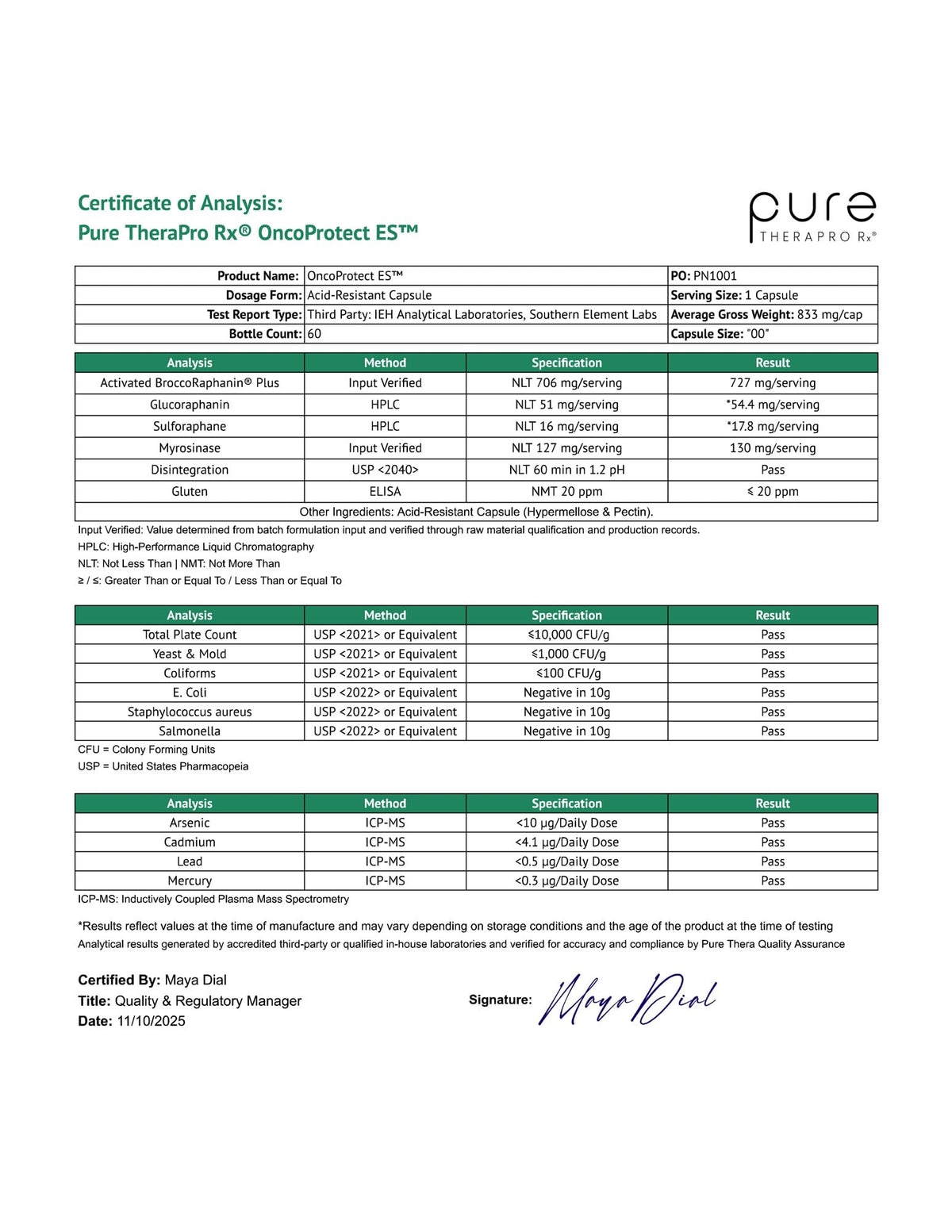 Pure Therapro Rx OncoProtect ES HIGH DOSE Sulforaphane Supplement, Made in USA | 2 Month Supply | 706 mg Patented Activated BroccoRaphanin Broccoli Seed Extract | Glucoraphanin + Myrosinase Pure Therapro Rx buy supplements Au