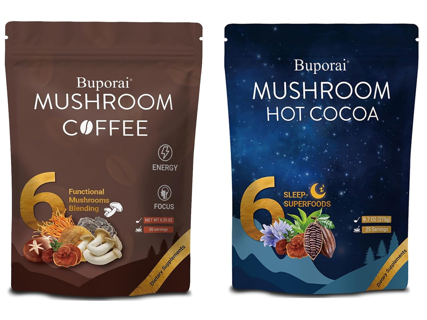 Day + Night Bundle with Mushroom Coffee & Mushroom Hot Cocoa