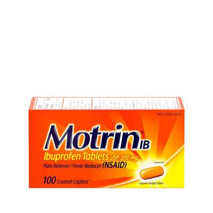 Motrin IB, Ibuprofen 200mg Tablets, NSAID Pain Reliever & Fever Reducer for Headache, Backache, Muscular Aches, & Menstrual Cramps, Over-The-Counter Pain Relief Medicine, 100 ct MotrinBuy Supplements Australia
