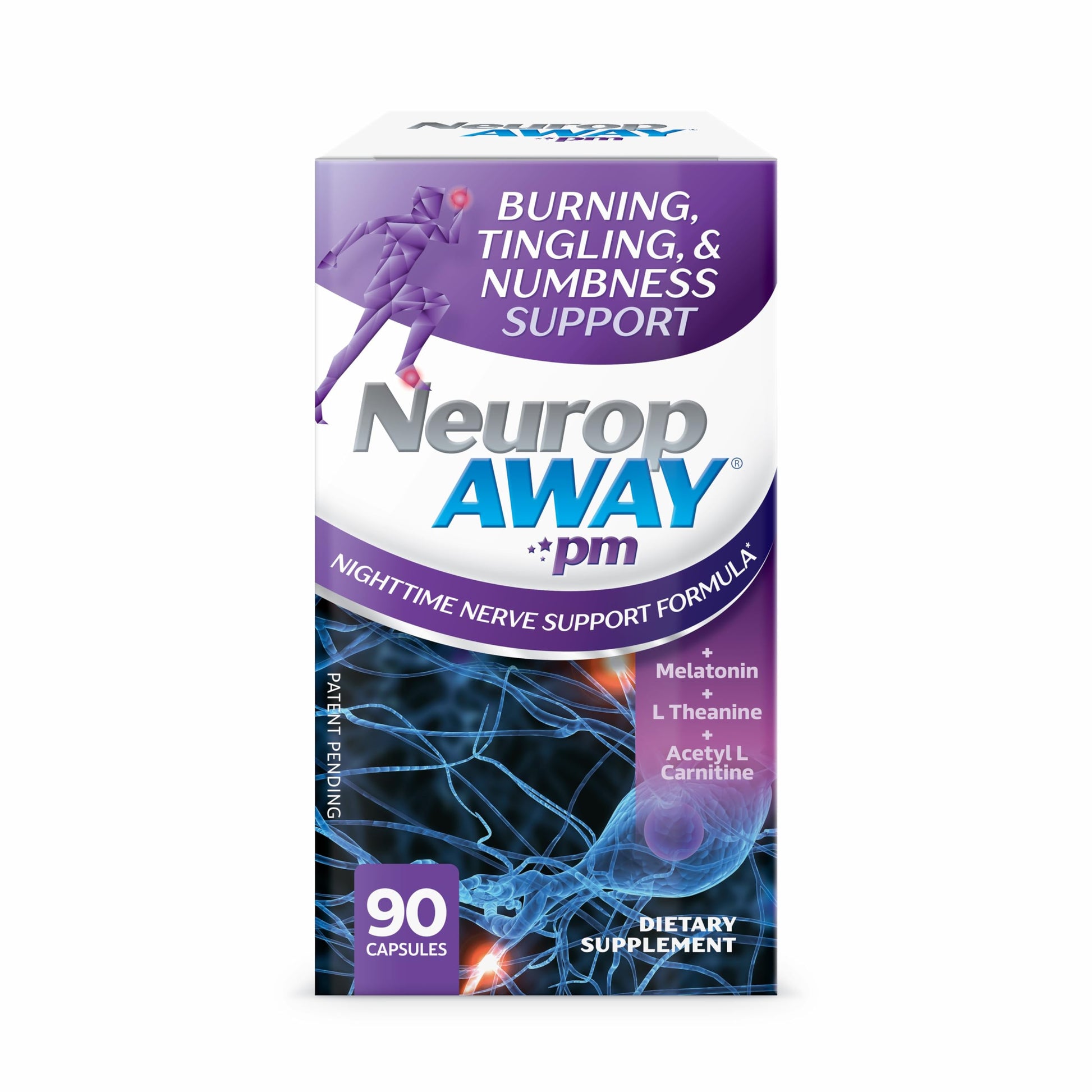 NeuropAWAY Nerve Support PM, with R-Alpha Lipoic Acid to Help Provide Nerve Relief in as Little as 5 Days, Acetyl-L-Carnitine, Theanine, Melatonin, and Methylcobalamin, 90 Capsules NeuropAWAYBuy Supplements Australia