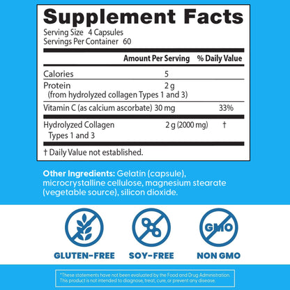 Doctor's Best Collagen Types 1 & 3 with Vitamin C, Non-GMO, Gluten Free, Soy Free, Supports Hair, Skin, Nails, Tendons & Bones, 500 mg, 240 Caps (DRB-00263) Doctor's BEST buy supplements Au