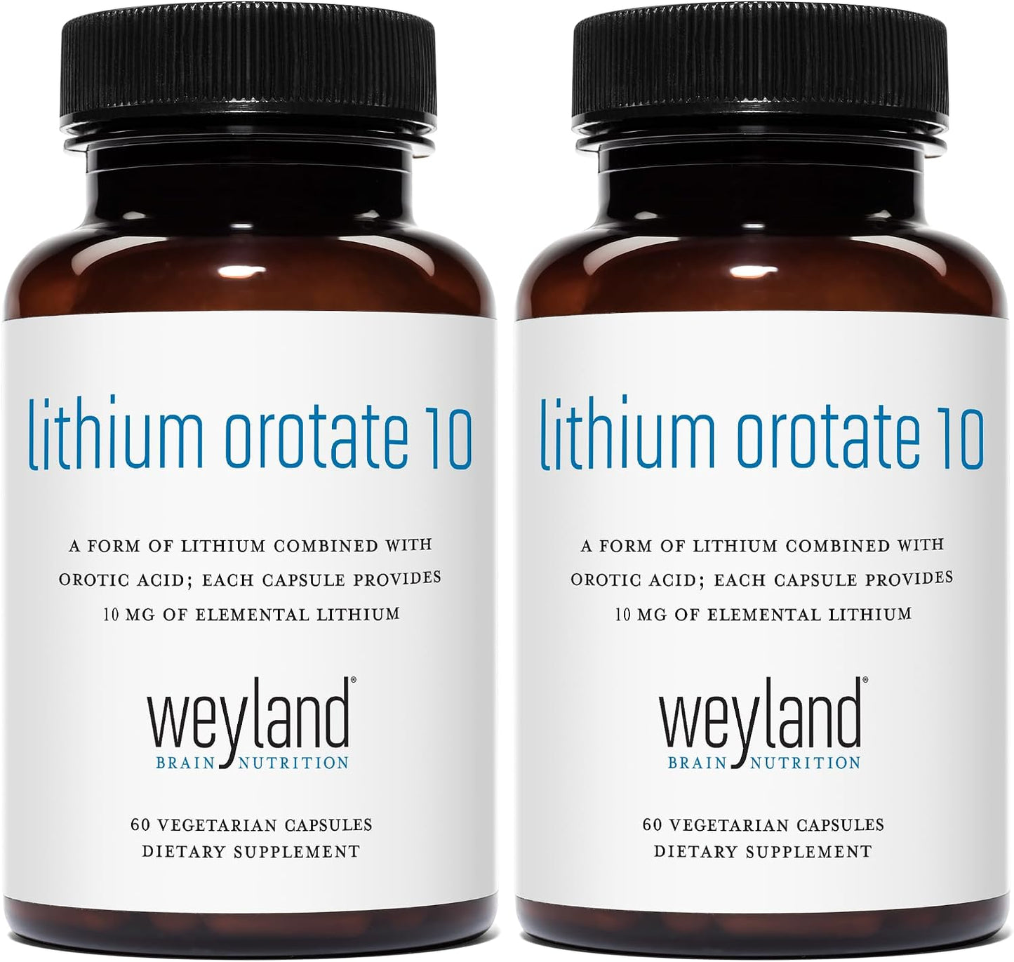 Lithium Orotate - 10mg of Elemental Lithium, 60 Vegetarian Capsules (Pack of 2)
