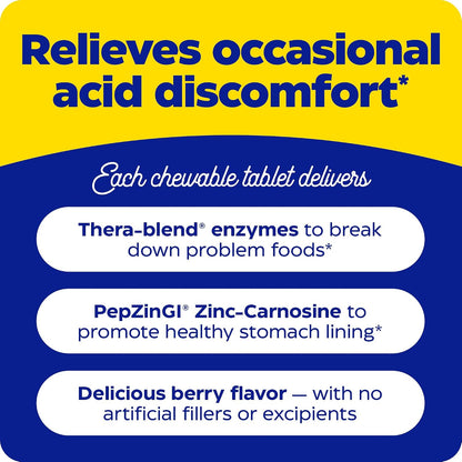 Enzymedica Acid Soothe Chewable Supplement for Women & Men - 60 Tablets