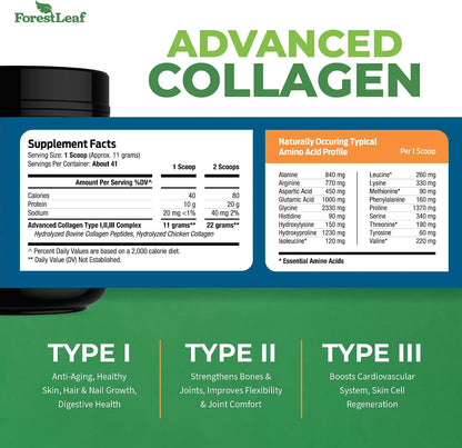 ForestLeaf Collagen Supplements Bundle - 2-in-1 Hydrolyzed Collagen Peptides Powder and Collagen Pills - Grass Fed Bovine Collagen for Women and Collagen for Men