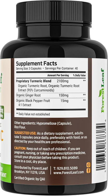 Turmeric Supplement Extra Strength 2265mg - Turmeric Curcumin Supplement w/BioPerine Black Pepper - Tumeric and Ginger Supplements, 95% Curcuminoids, Supports Immune & Joint Health, 120 Caps