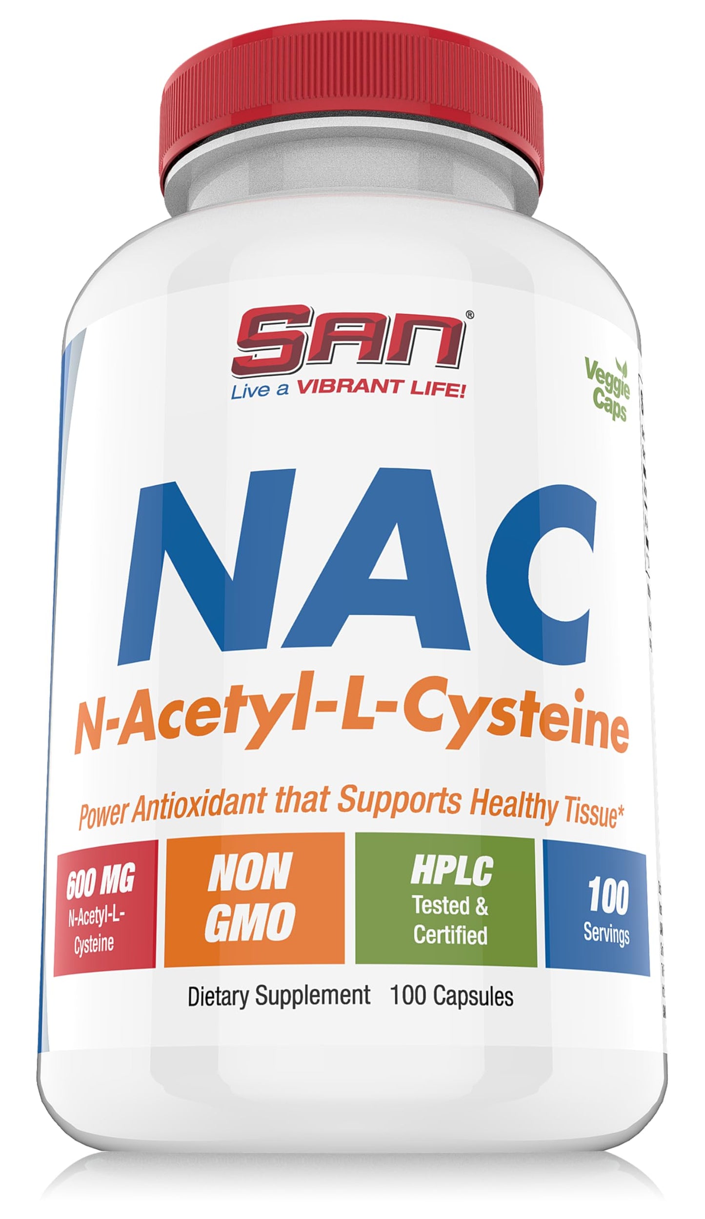 SAN N-Acetyl-L-Cysteine (NAC), Immune, Respiratory, Liver Health, NAC 600 mg, Potent antioxidant Support, Free-radicals, Easy to Absorb, 100 Capsules SAN buy supplements Au