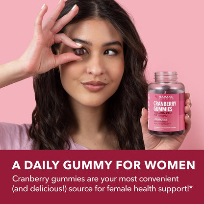 Cranberry Probiotic Gummies, Cran-Raspberry, 60ct, Bladder Support | Probiotic Cranberry Gummies for Women, Urinary Tract Health & pH Balance, 1 Billion CFU of Lactobacillus, Vaginal Wellness