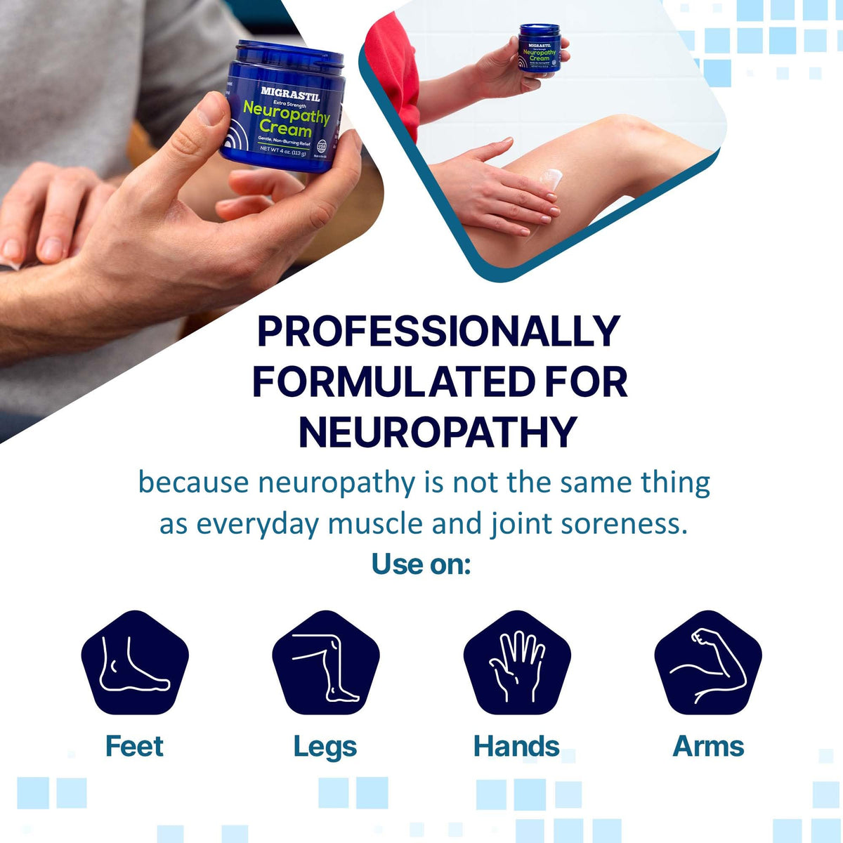 Basic Vigor Migrastil Extra Strength Neuropathy Cream (4 oz) and PainBlock Roll-On (3 oz) Bundle Basic VigorBuy Supplements Australia