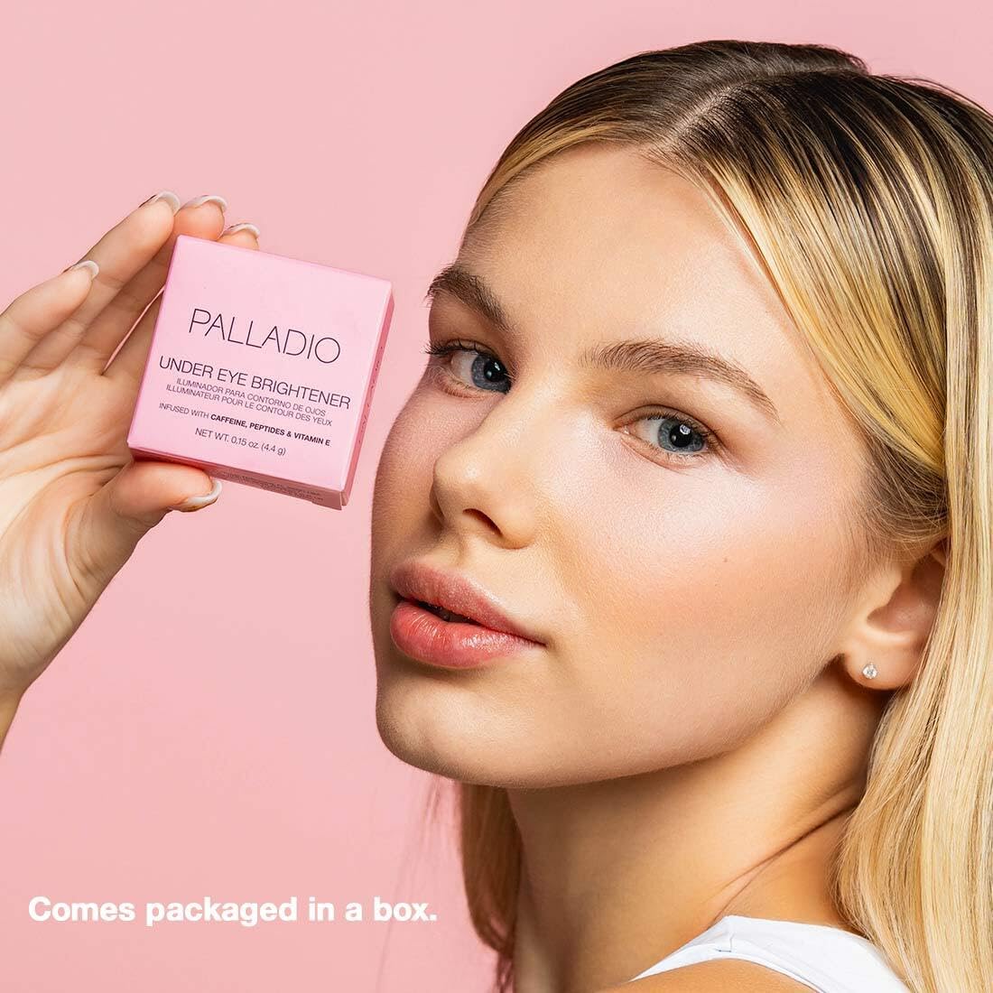 Palladio Under Eye Brightener, Conceal, Brightens, Reduces Appearance of Dark Circles, With Caffeine Peptides & Vitamin E, Tired Skin Color Correcting Brightener & Primer, Light to Medium (Soft Pink) PalladioBuy Supplements Australia