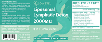 owegel Liposomal Lymphatic Drainage Drops 2000mg – Immune & Lymph System Support – Lymphatic Detox and Cleanse with Echinacea, Red Clover, Dandelion & Cleavers – Sugar-Free, Alcohol-Free – 2 FL OZ owegel buy supplements Au