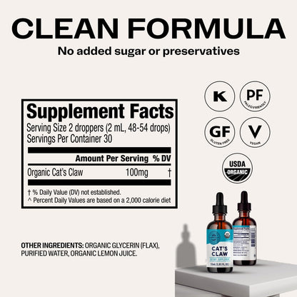 Vimergy USDA Organic Cat’s Claw Liquid – Provides Antioxidant Support* – Benefits The Immune System* – Vegan, Gluten-Free, Non-GMO – 57 Servings (115 mL)