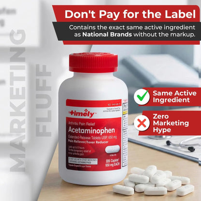 TIME-Cap Labs 225 Caplets Extended Release Acetaminophen 650mg - Pain Reliever & Fever Reducer for Adults, Helps with Headaches, Backaches, Muscle Pain, Toothaches & Menstrual Cramps TIME-CAP LABS, INC.Buy Supplements Australia